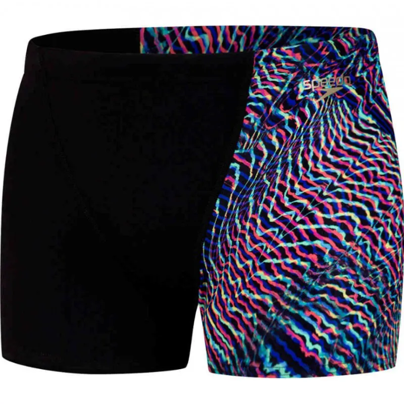 Speedo Men's Allover Digital V-Cut Aquashort Black